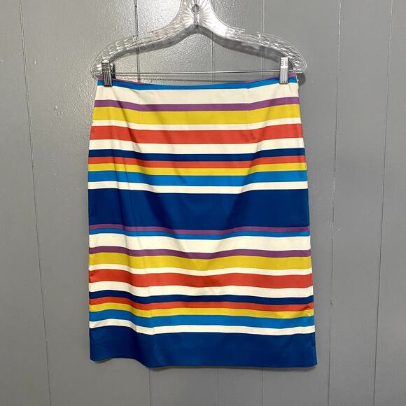 Boden Blue Colorful Straight & Pencil Striped Classic Office Preppy Skirt 8 - Picture 1 of 7